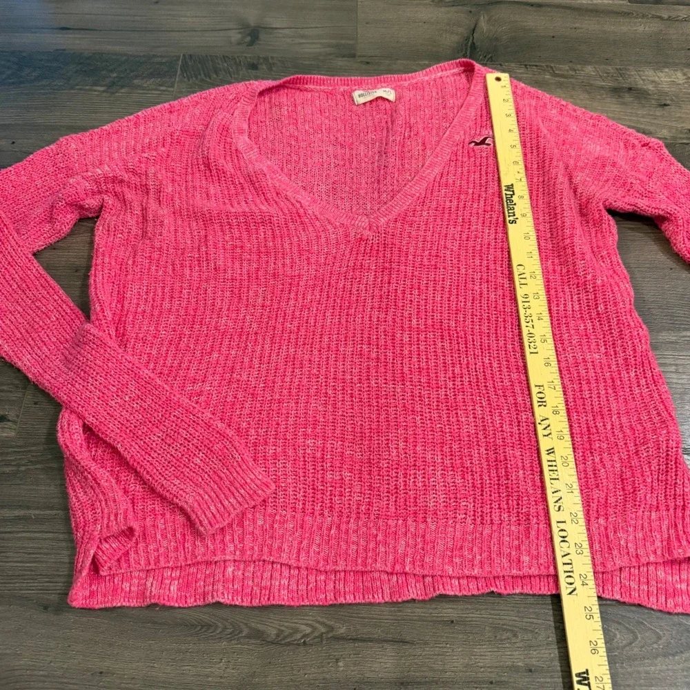 Hollister Hot Pink V-Neck Marled Knit Sweater Womens‎ Size M/L Pullover